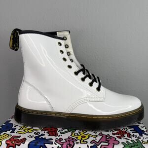 Dr. Martens Zavala Combat Patent Lace Up Combat Shinny White Boots Men 9 W10 Doc